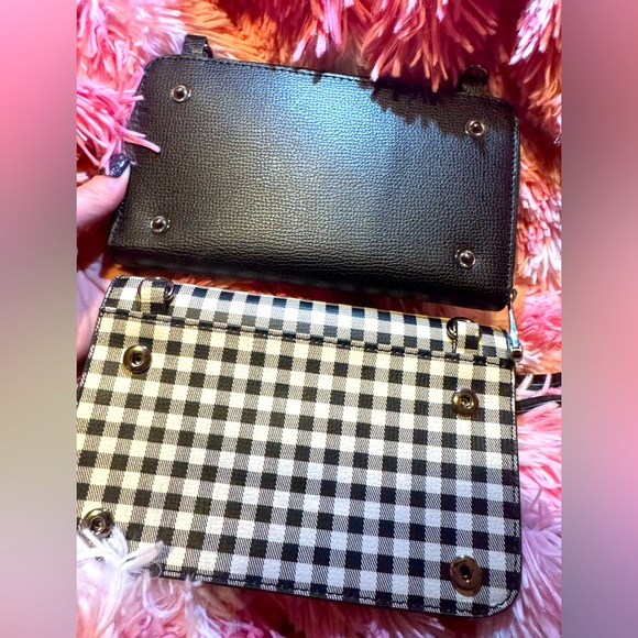Henri Bendel Crossbody Wallet on a String Clutch Gingham Pebble Leather Rare - Picture 7 of 14